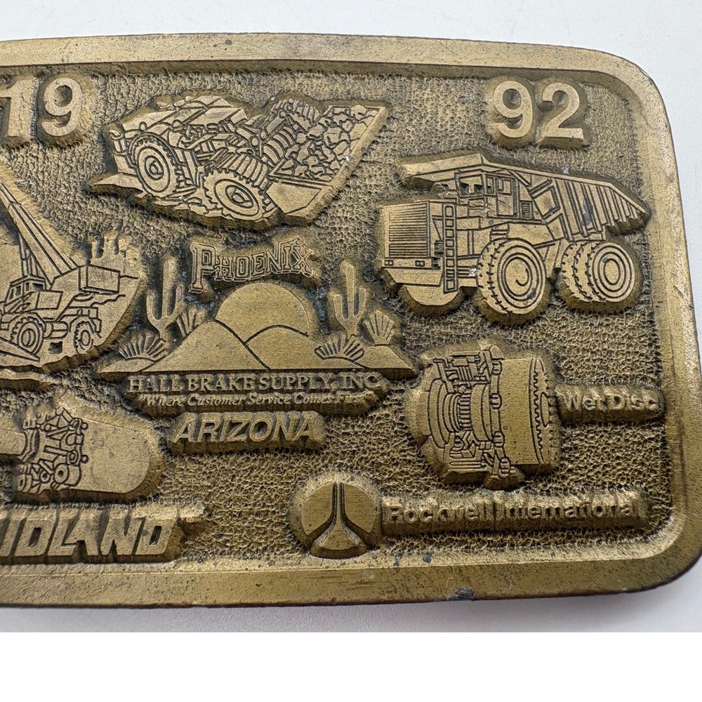 Midland Hall Brake Supply Belt Buckle 1992 Construction Brass Arizona Good‎ - Picture 3 of 5